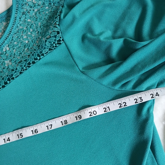 Worthington • Women's Plus Size Knit Lace Detail Flutter Sleeve Tunic Blouse - Picture 13 of 16